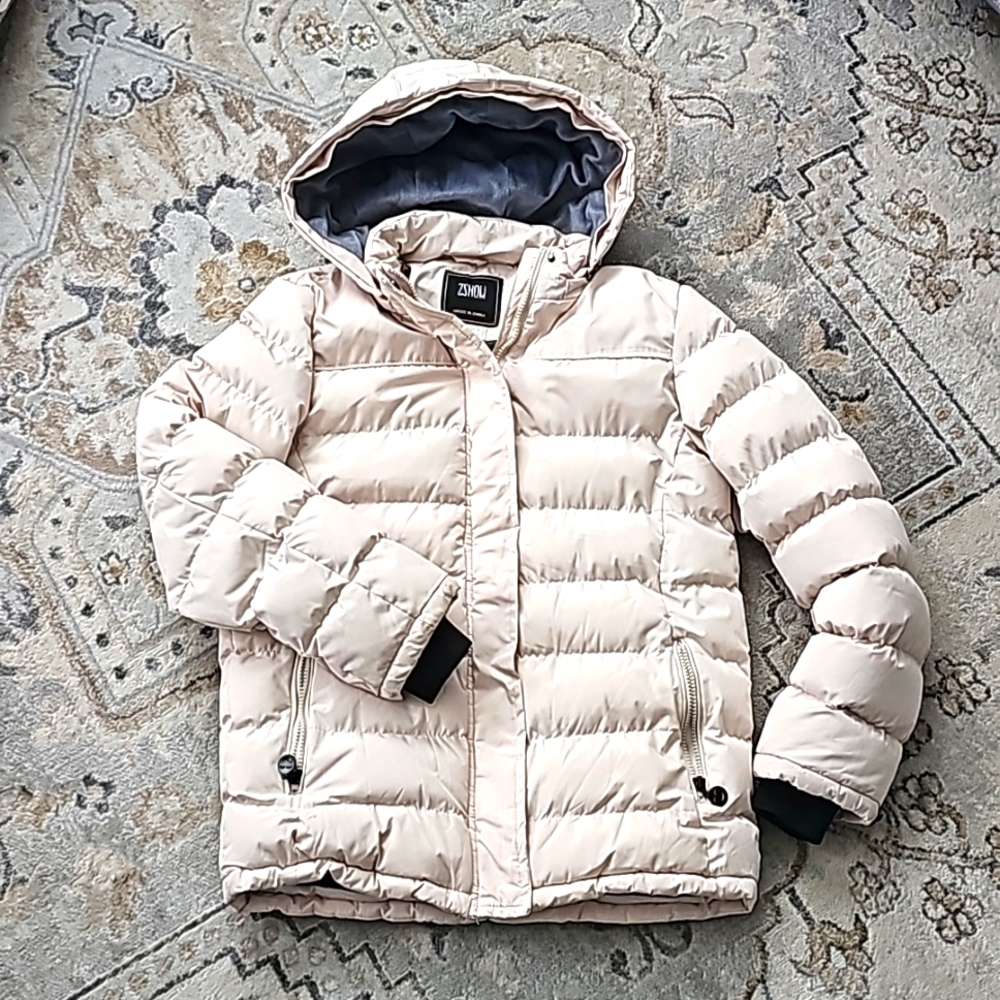 14-16 Girls' Puffer Jacket Soft Fleece Lined Winter Coat Removable Hood